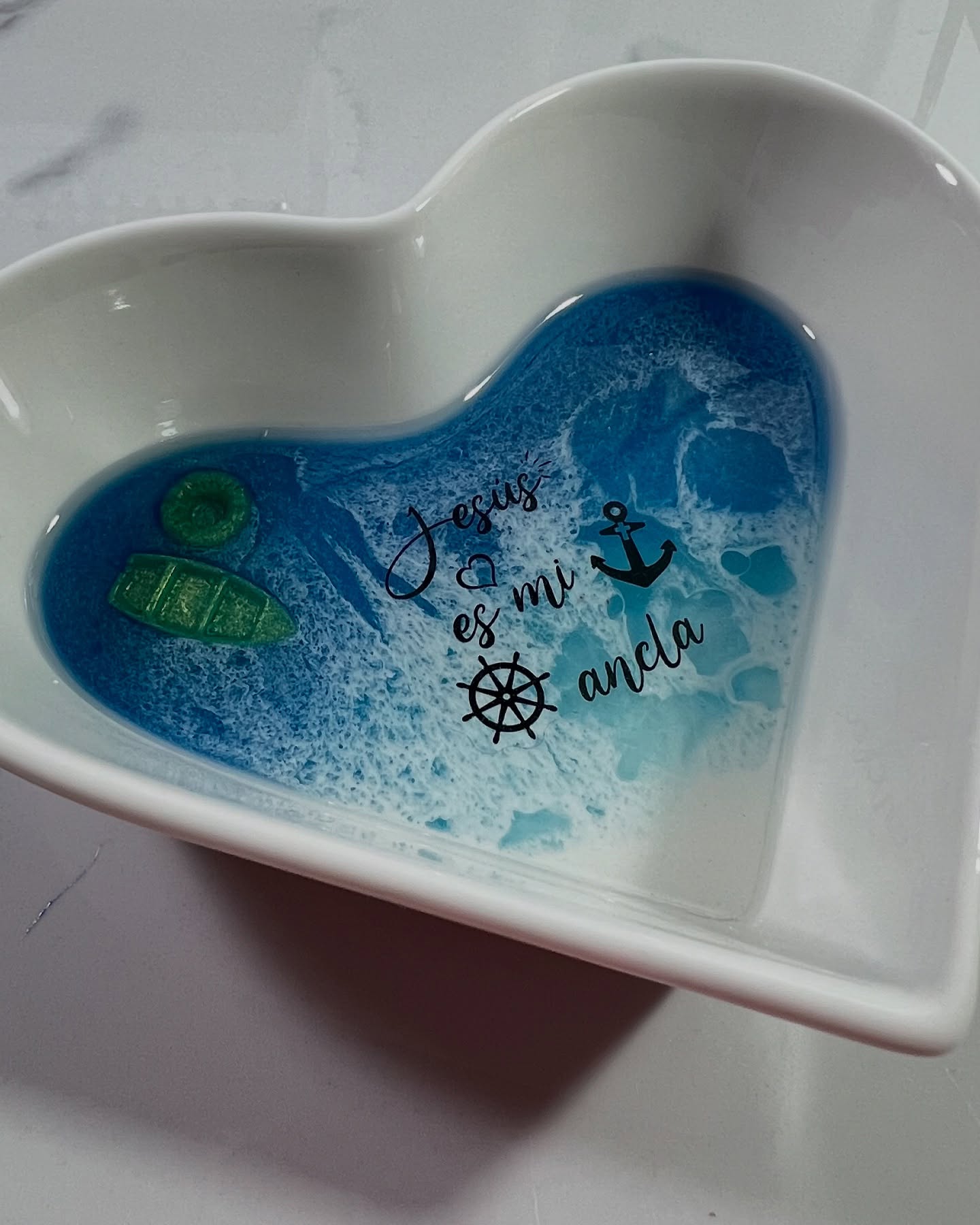 Nautical map design sealed in clear epoxy resin journal cover